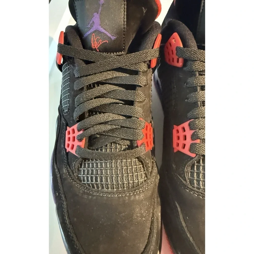Jordan Air Jordan 4 Retro Raptors Men 7 Black Red Drake Signature AQ3816-056